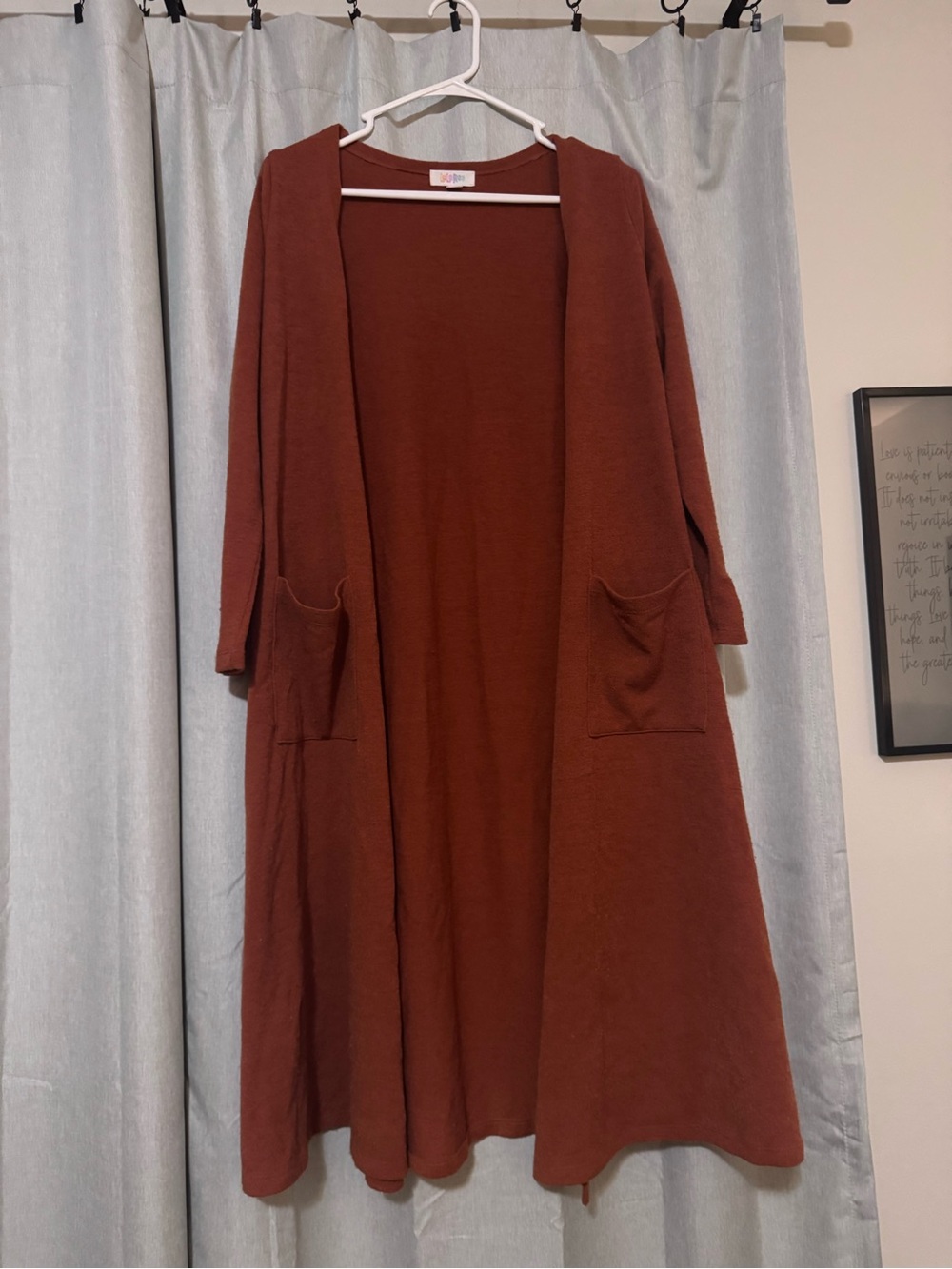 LuLaRoe Rust Open-Front Longline Women's Cardigan